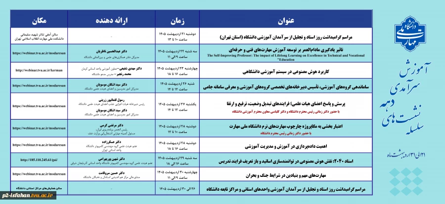 سلسله نشست های دهه سرآمدی آموزش دانشگاه ملی مهارت سال ۱۴۰۵ 2